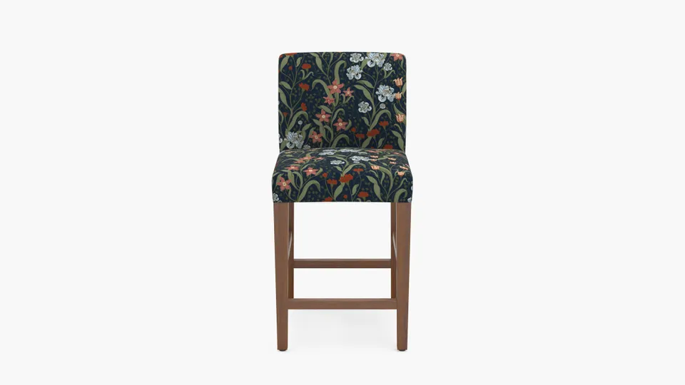 Signature Dining Counter Stool, Nightshade Bloomsbury, Walnut Square Tapered Leg