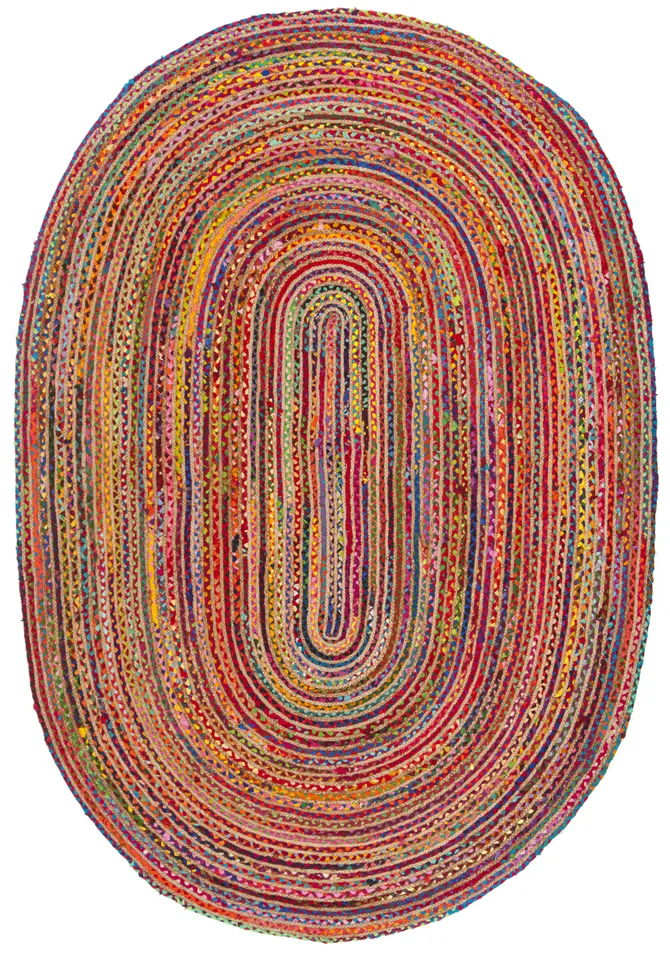 Arlo Home Hand Woven Area Rug, CAP202A, Red/Multi,  6' X 9' Oval