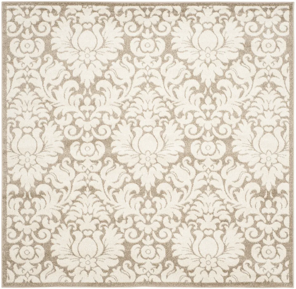 Arlo Home Indoor/Outdoor Woven Area Rug, AMT427S, Wheat/Beige,  7' X 7' Square