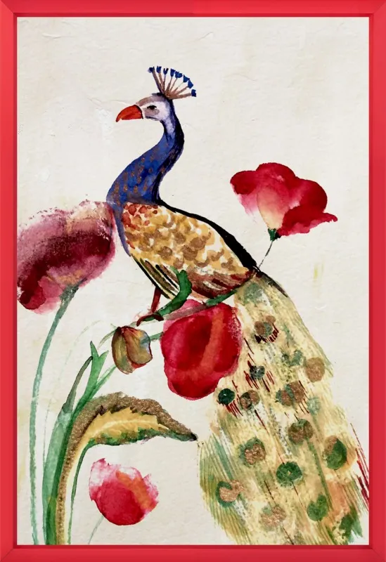 blue gold peacock by Ruti Shaashua for Artfully Walls