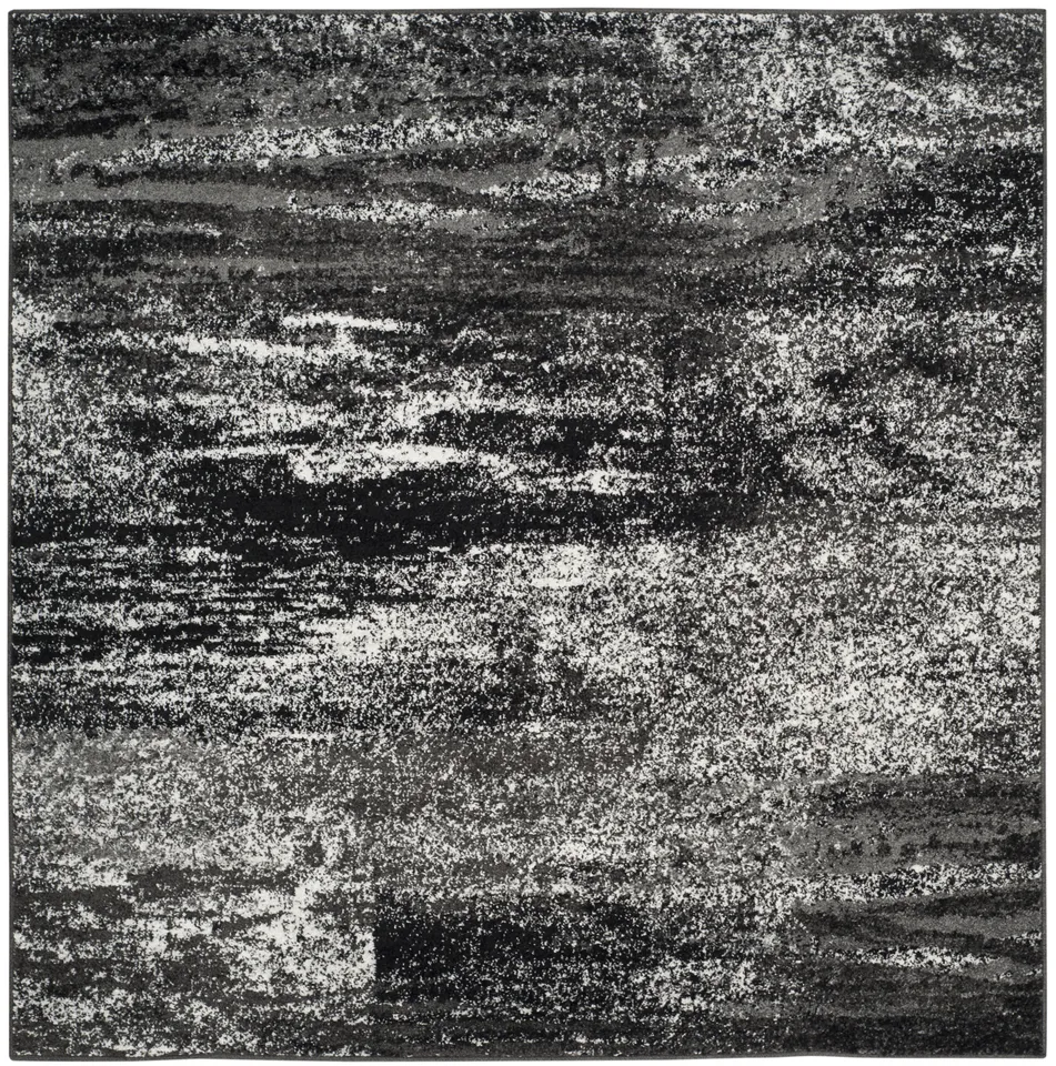 Arlo Home Woven Area Rug, ADR112A, Silver/Black,  8' X 8' Square