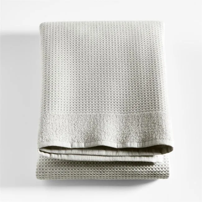 Grey 100% Organic Cotton Waffle Bath Towel