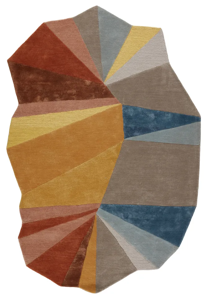 Sabah ICO01 Handmade Geometric Yellow and Red Irregular Area Rug (6'x9')