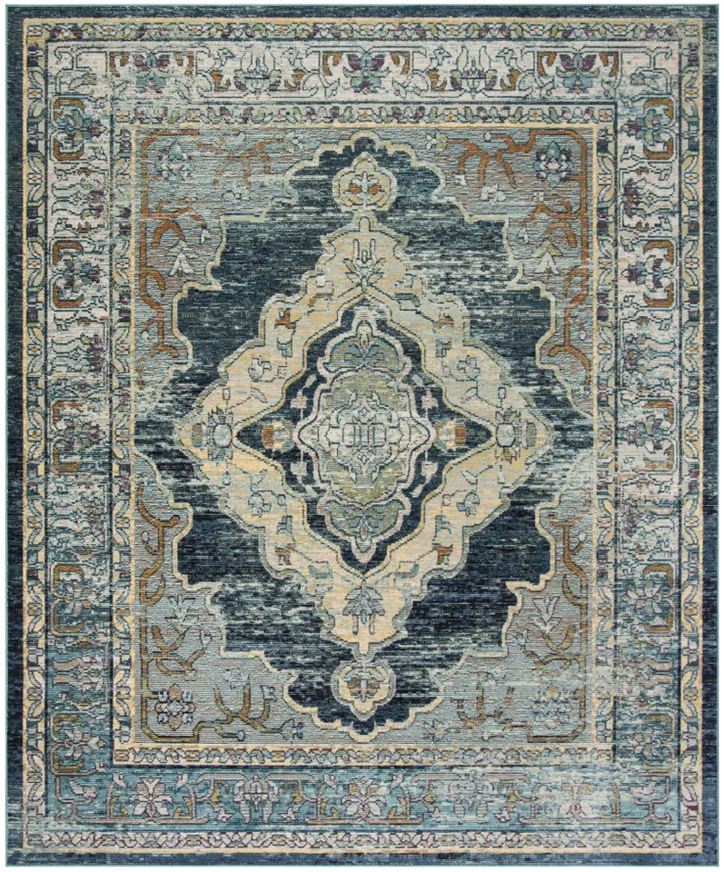 Arlo Home Woven Area Rug, CRS500M, Blue/Yellow,  9' X 12'