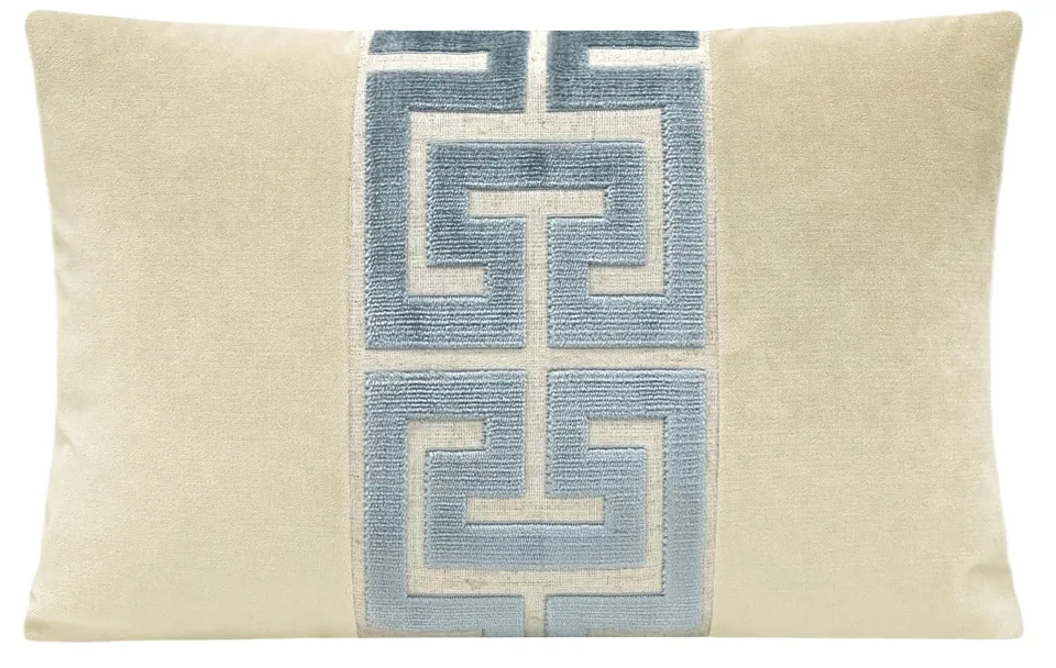 THE LITTLE LUMBAR :: SOCIETY VELVET // CASHMERE + DELFT GREEK TRIM - SWATCH 4" X 4"