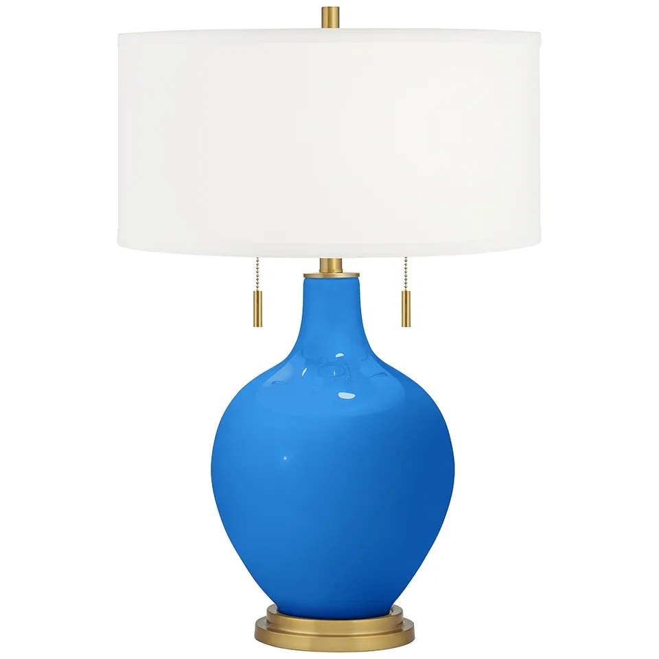 Royal Blue Toby Brass Accents Table Lamp