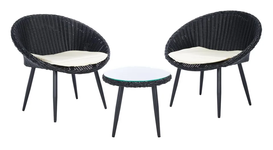Merami 3 Piece Lounger Set - Black/Beige