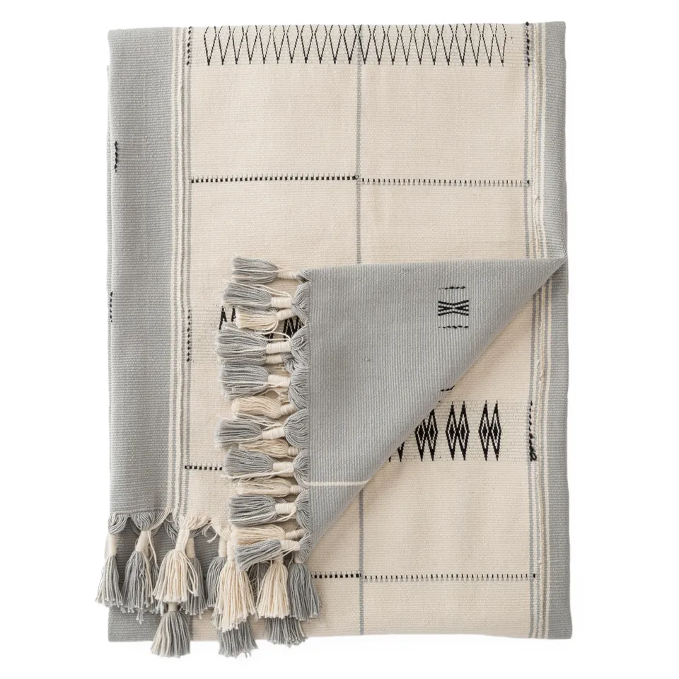Sekrenyi Hand-Loomed Tribal Cream/ Gray Throw