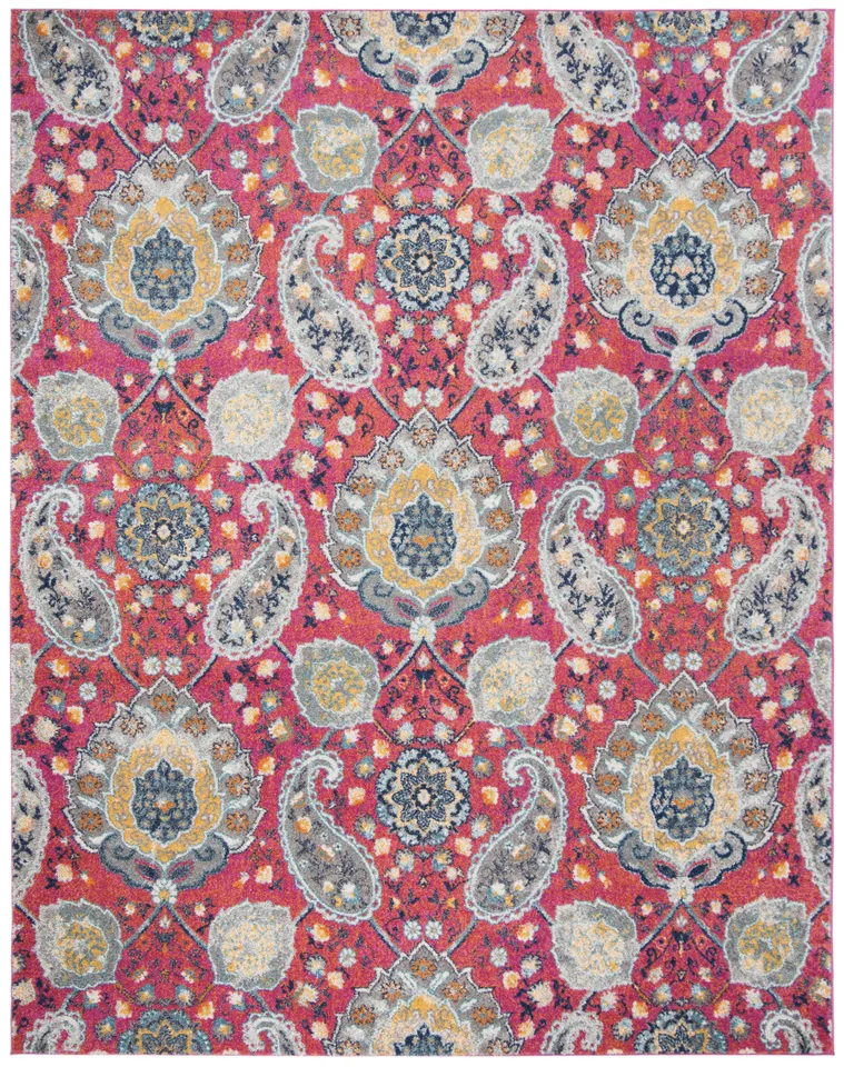 Arlo Home Woven Area Rug, MAD600A, Fuchsia/Gold,  8' X 10'