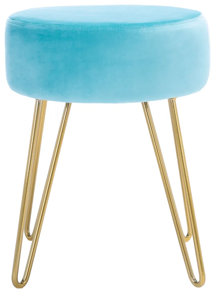 Abrea Round Ottoman - Aqua / Gold