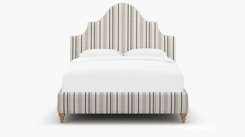 Statement Bed, Black Market Stripe, Natural Traditional Turned Leg, King