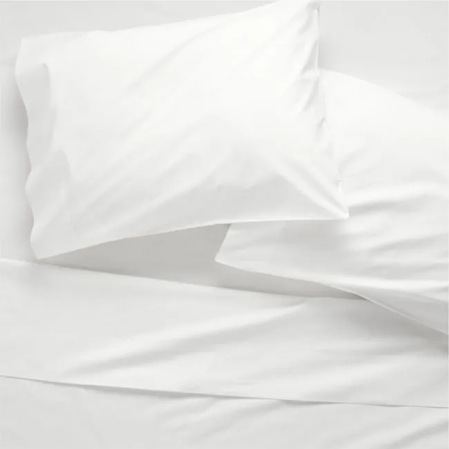 Classic Organic Cotton Percale 400 Thread Count White California King Sheet Set