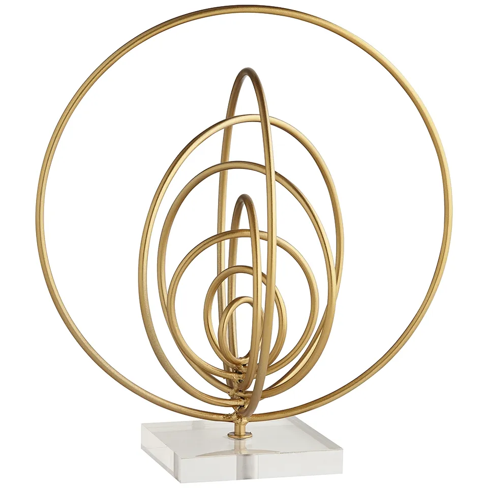 Abstract Ring 13" High Gold Metal Sculpture