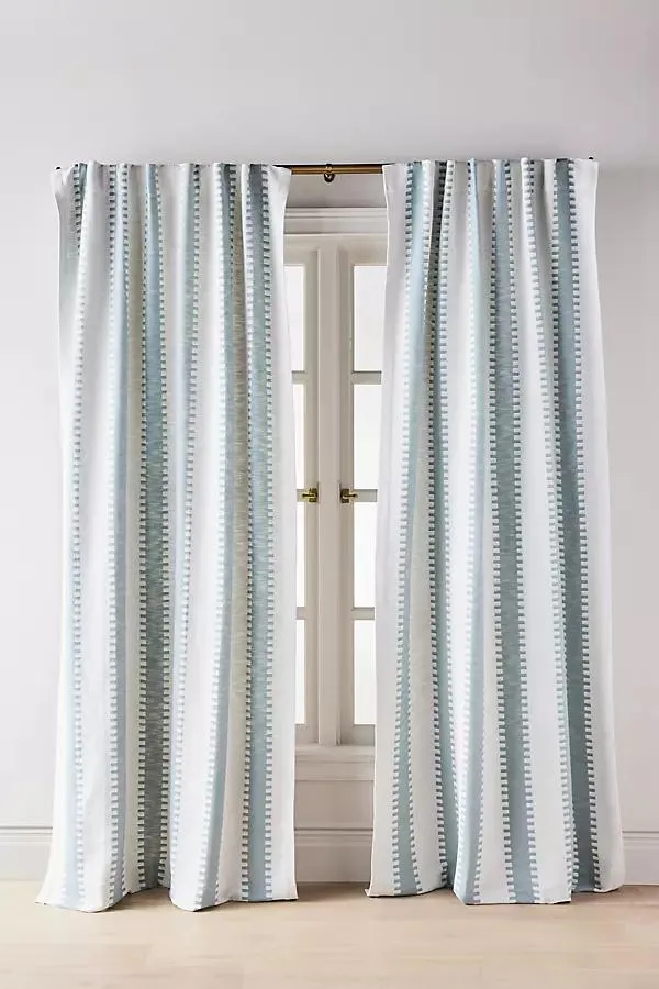 Cotton Jacquard Notched Striped Curtain