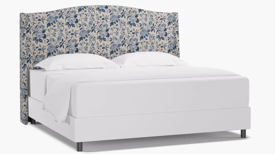 Classic Wingback Headboard, Delft Chintz, King