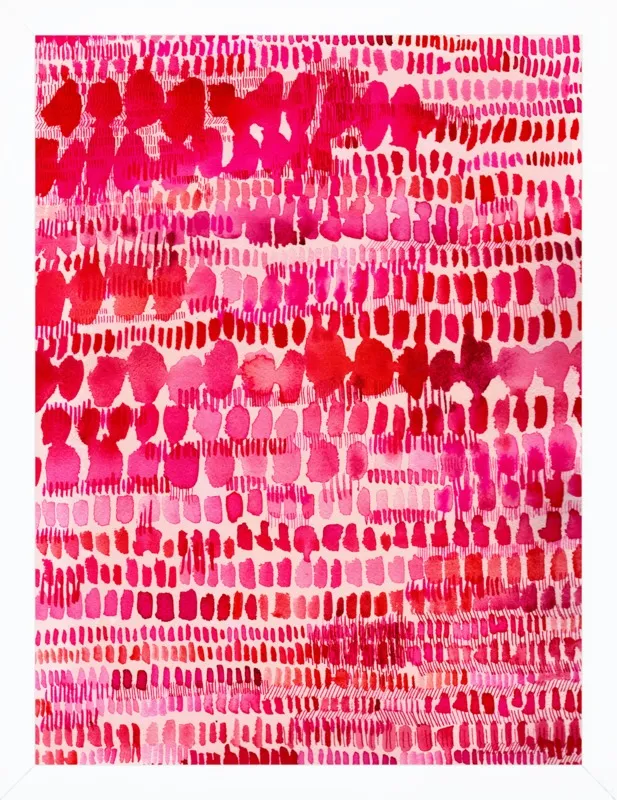 Pink and Red Watercolor Patterns Wall Art  by Paula Mills for Artfully Walls