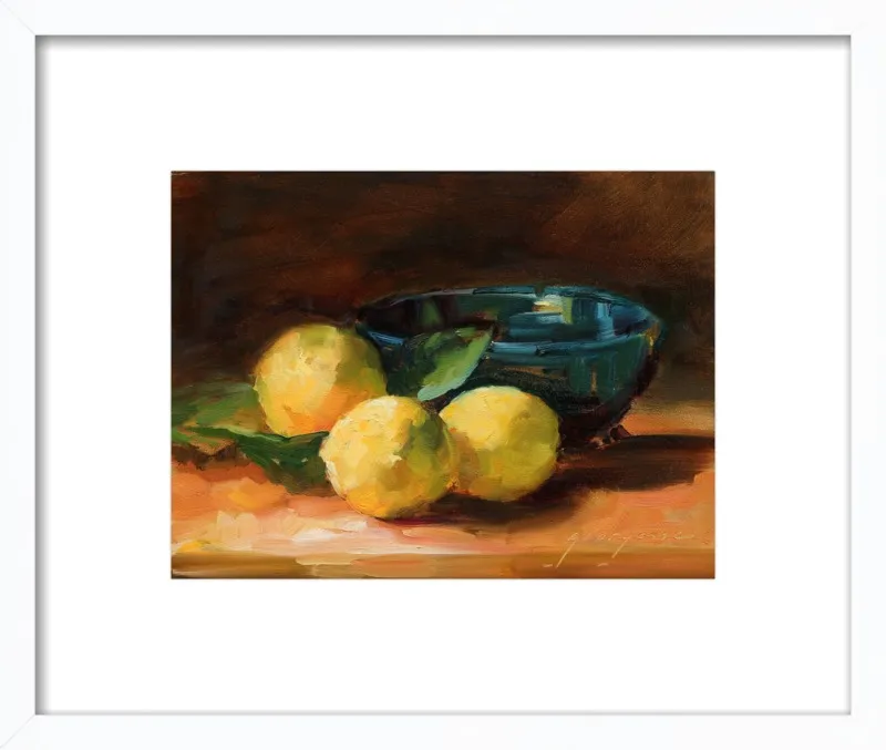 Lemons and Blue Bowl by Georgesse Gomez for Artfully Walls