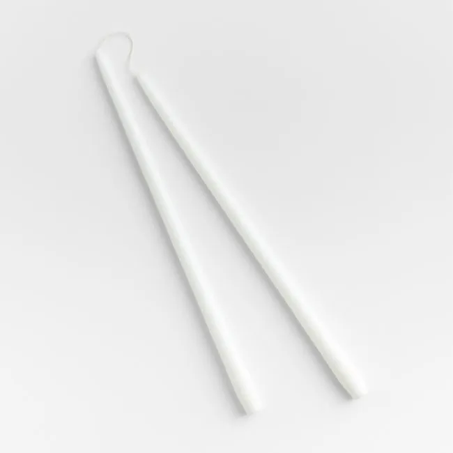 White 18" Dipped Taper Candles, Set of 2