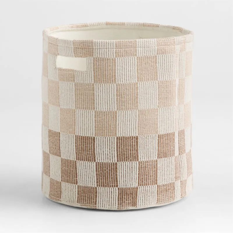 Hopscotch Tan Checkerboard Large Floor Storage Bin