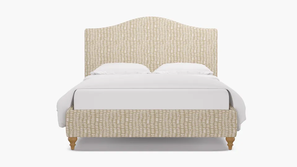 Camelback Bed, Sand Odalisque, Natural Traditional Turned Leg, Queen