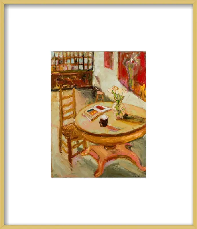 Still Life with open book on table by Ana Guzman for Artfully Walls