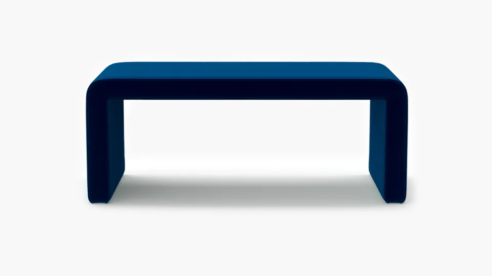 Waterfall Bench, Cobalt Performance Plush Velvet