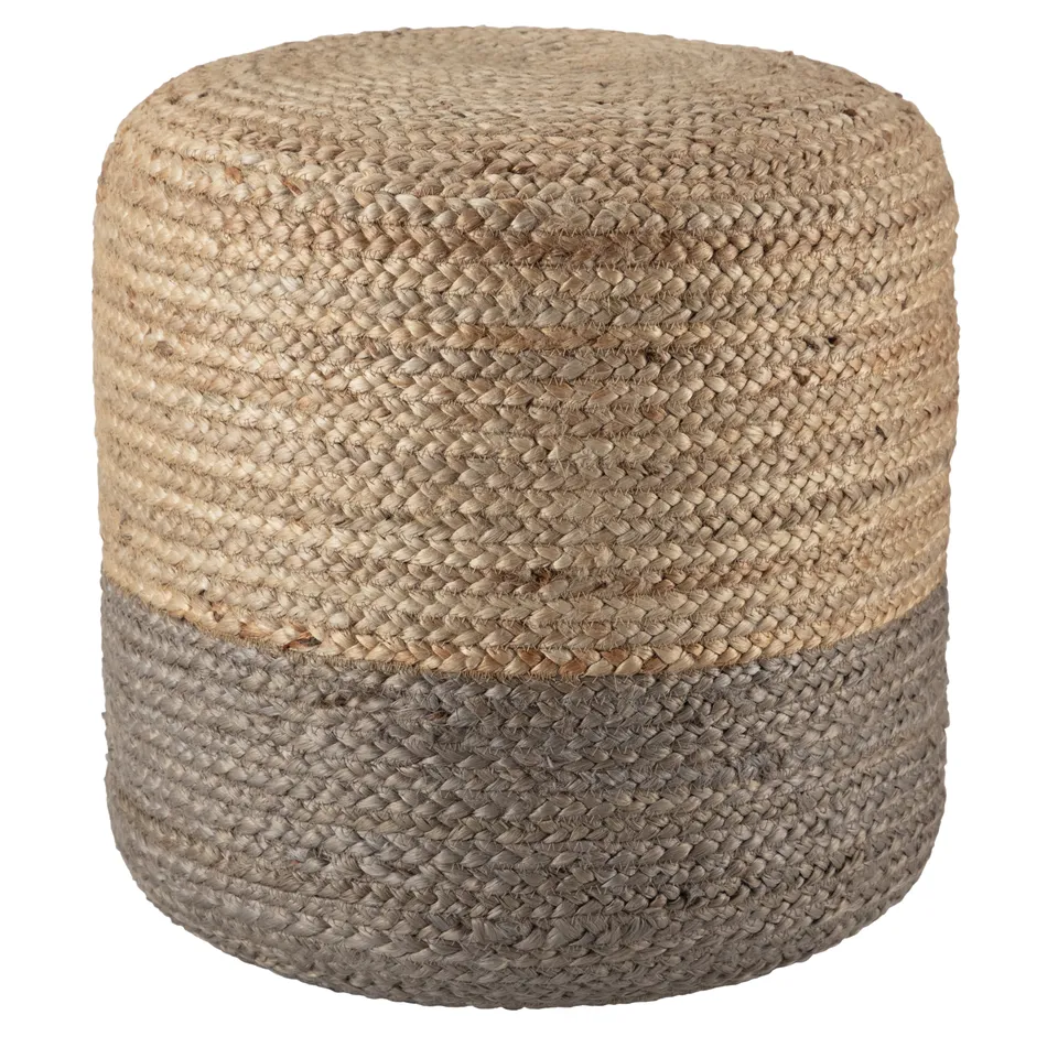 Oliana Natural Ombre Taupe/ Beige Cylinder Pouf