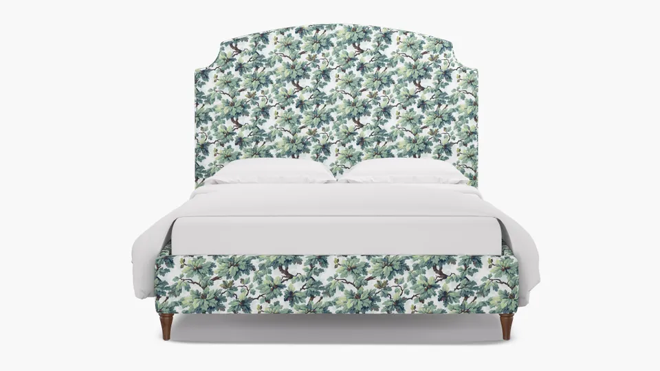 Cove Bed, Sage Woodland, Walnut Decorative Tapered Leg, Full