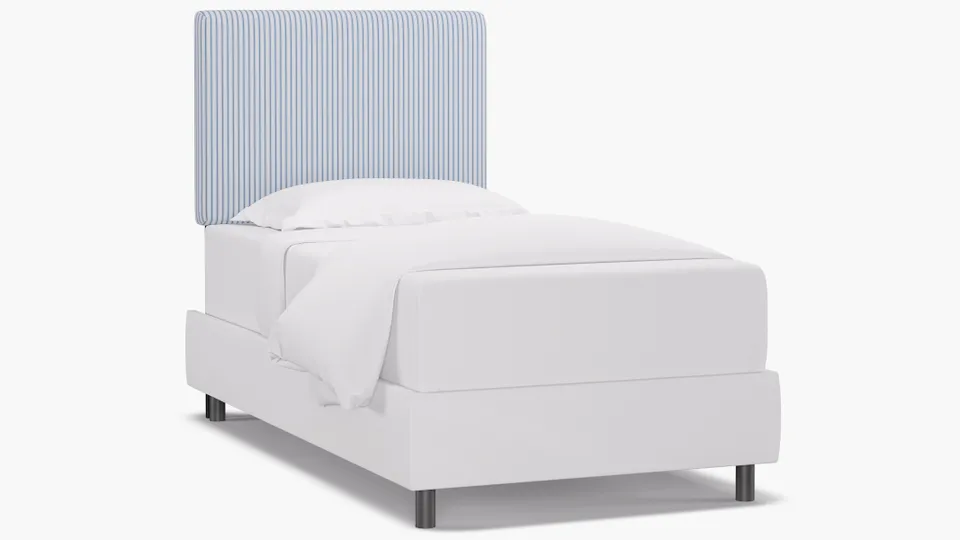 Square Back Headboard, Cornflower Classic Ticking Stripe, Twin