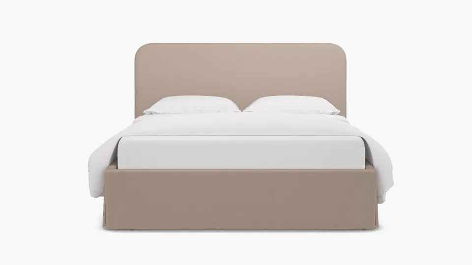 Skirted Platform Bed, Husk Everyday Linen, King