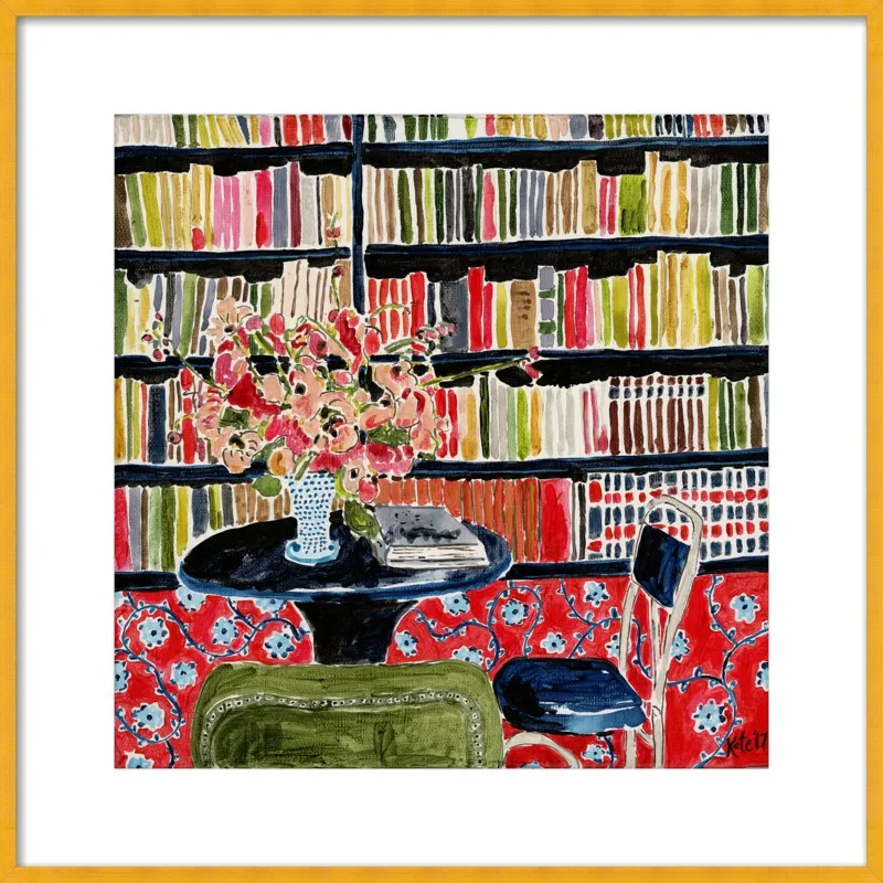 Books with Flowers by Kate Lewis for Artfully Walls