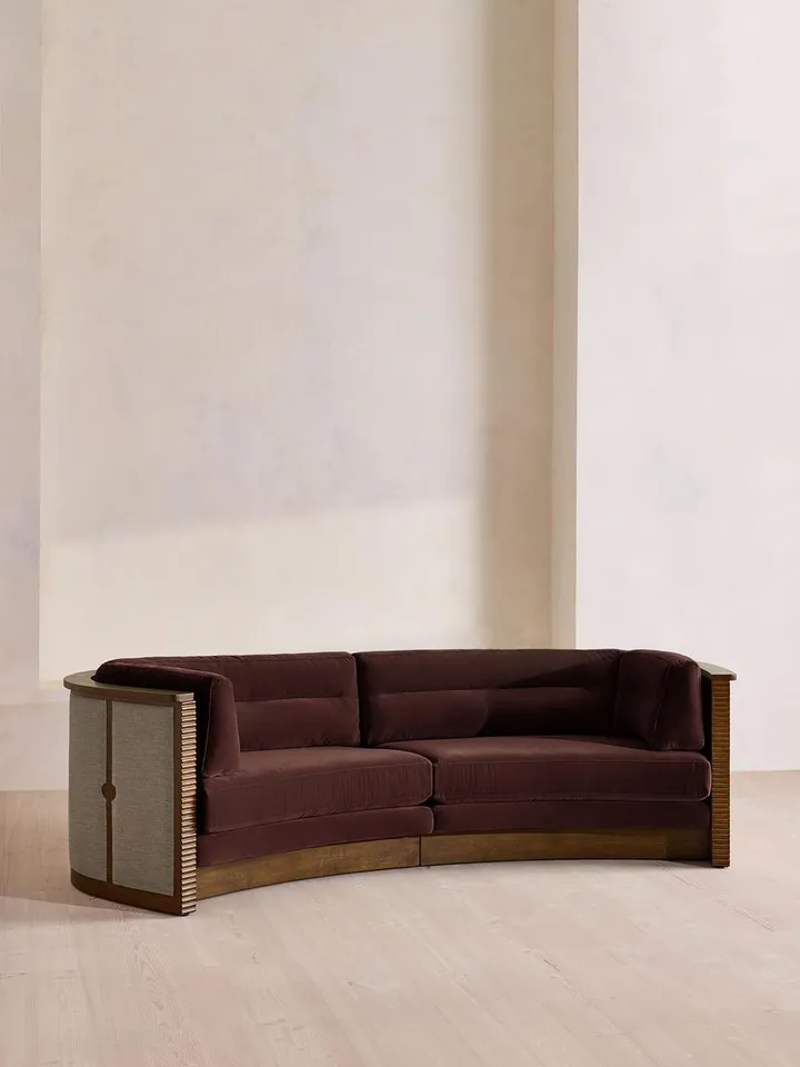 Belmont Sofa, Three Seater, Velvet, Aubergine, US