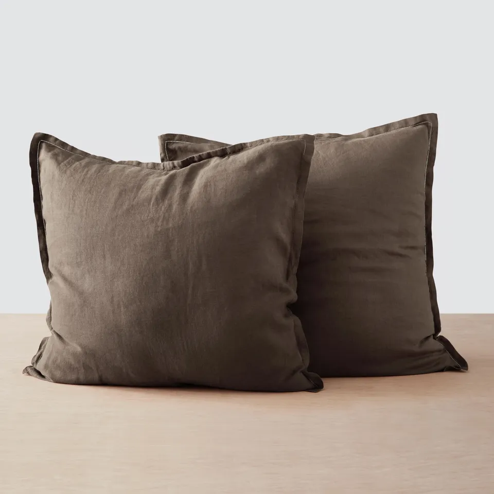 The Citizenry Stonewashed Linen Euro Shams Set of 2 | Black