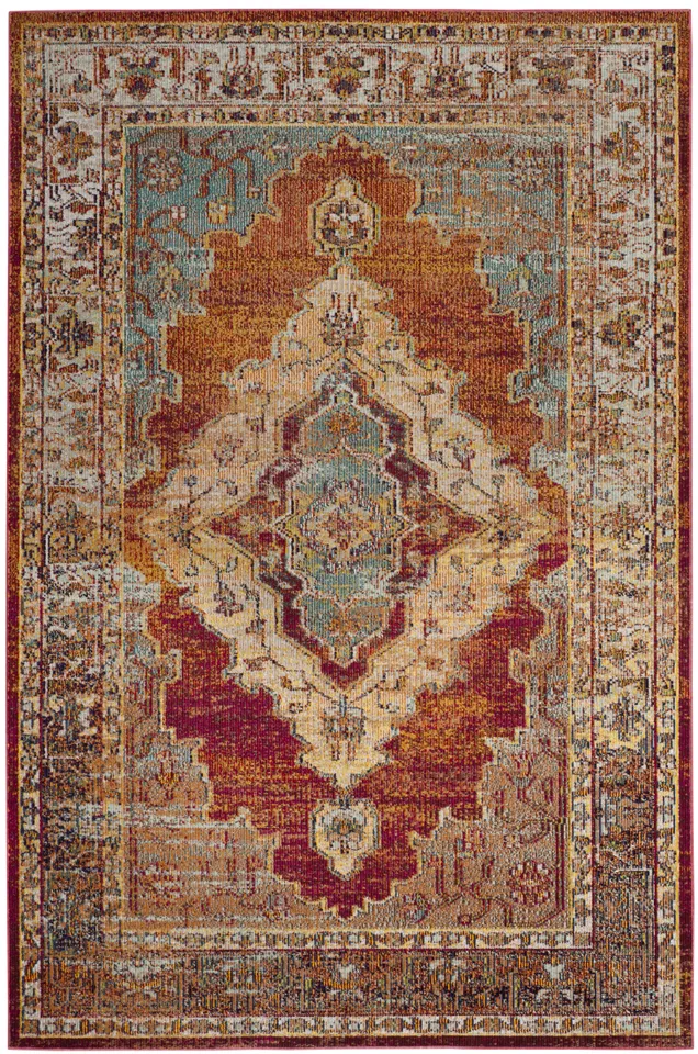 Arlo Home Woven Area Rug, CRS500A, Orange/Light Blue,  5' X 8'