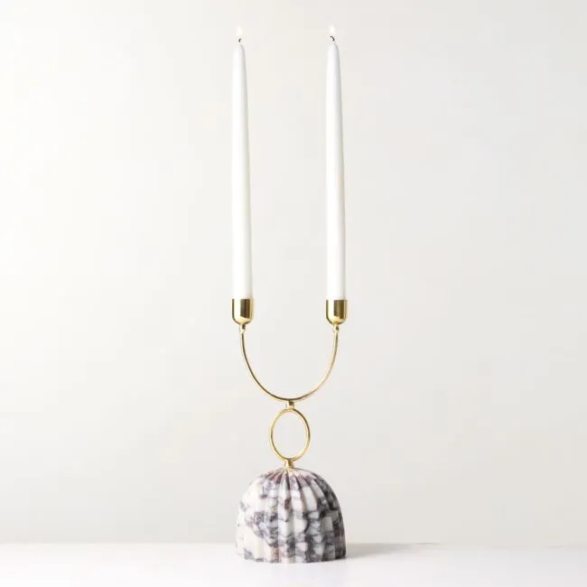 Cupola Viola Marble Double Taper Candle Holder