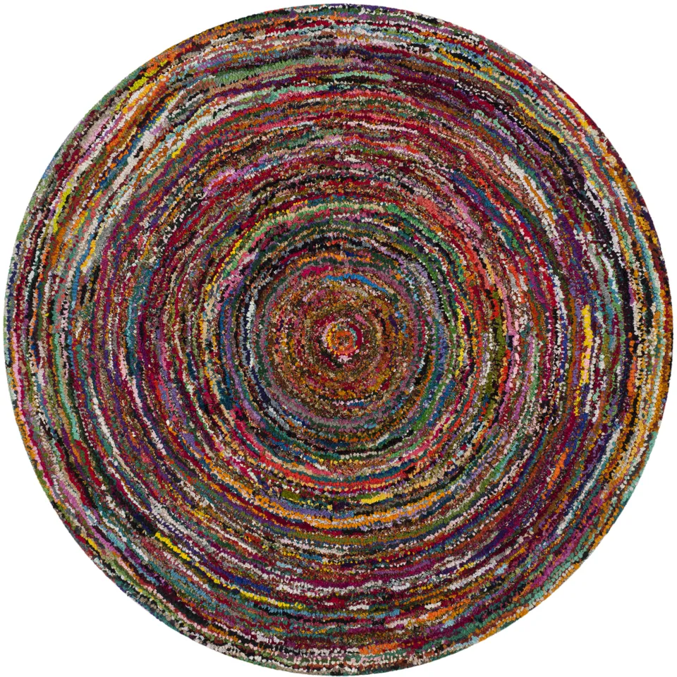 Arlo Home Hand Tufted Area Rug, NAN315A, Multi,  6' X 6' Round