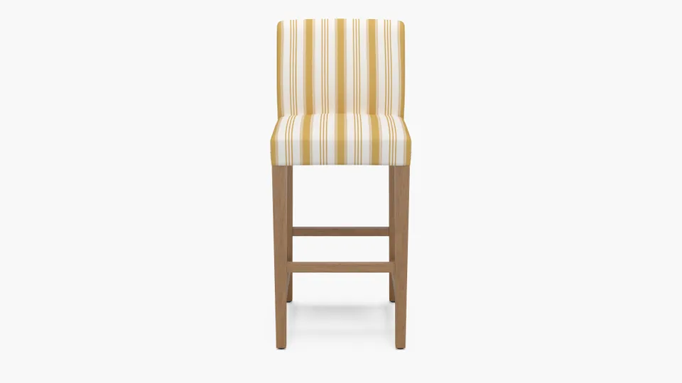 Signature Dining Bar Stool, French Yellow Regency Stripe, Natural Square Tapered Leg