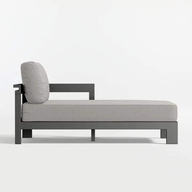 Walker Right-Arm Metal Outdoor Chaise with Cast Silver Sunbrella ® Cushions