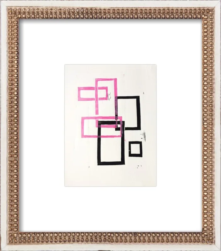 Pink and Black Geometric Squares x2 by Stacy Rajab for Artfully Walls