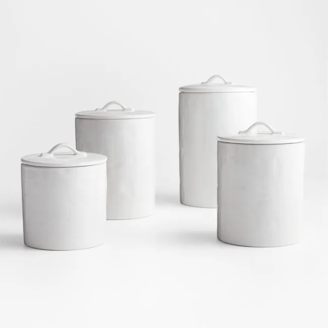 Marin Complete White Stoneware Canister Set