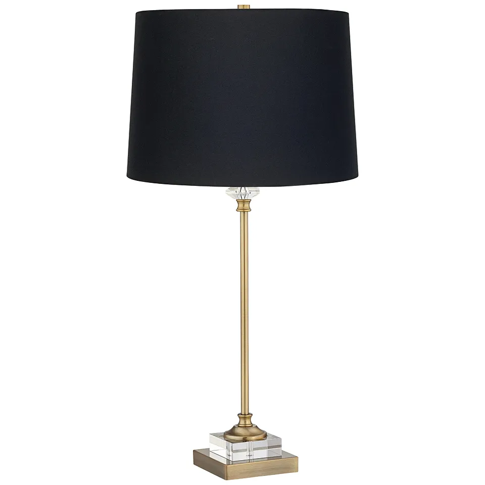 Regency Hill Julia Gold and Crystal Black Shade Buffet Table Lamp