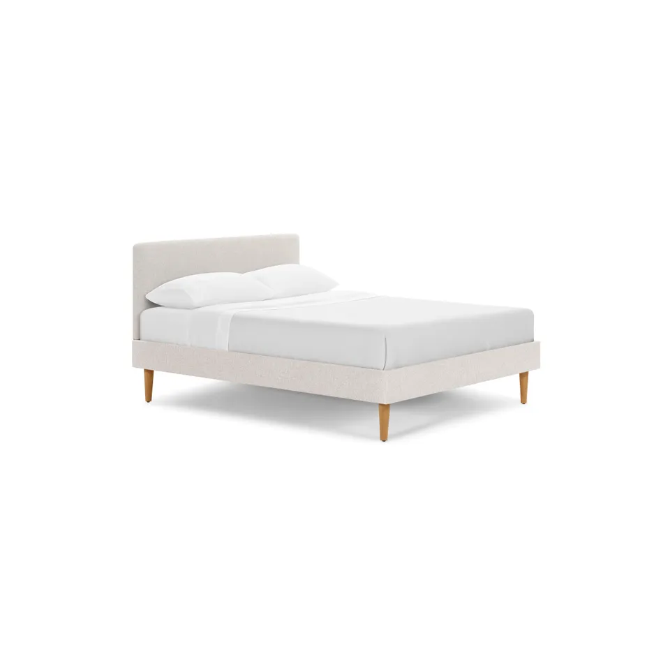 Chorus Upholstered Bed Frame - King / Papyrus/Oak / Tapered