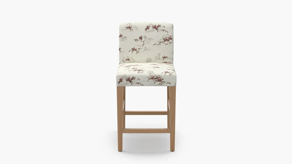 Signature Dining Counter Stool, Red Cotswold Hunt, Natural Square Tapered Leg