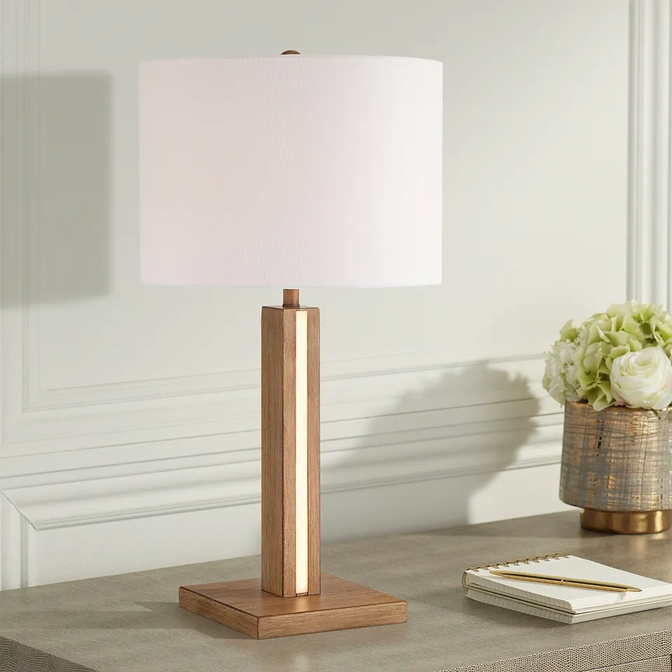 Possini Euro Brookline 26 1/2" Faux Wood LED Night Light Table Lamp