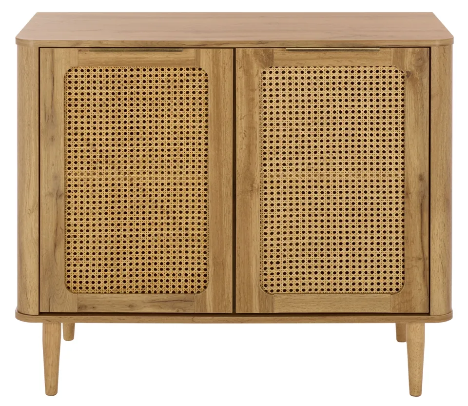 Brey 2 Door Compact Sideboard - Oak / Brass