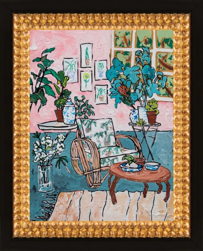 Cane Chair in Tropical Interior by Lara Lee Meintjes for Artfully Walls