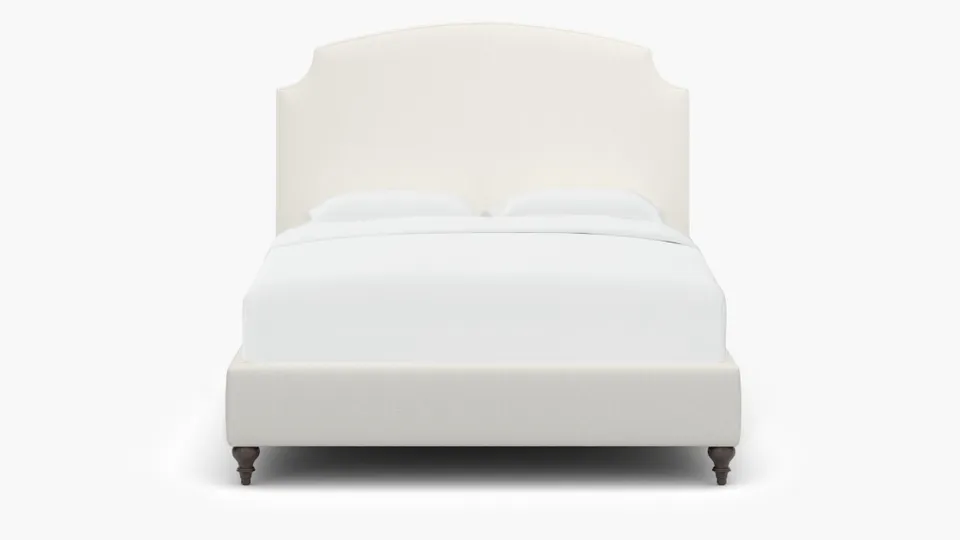Cove Bed, Snow Boucle, Espresso Traditional Turned Leg, Twin