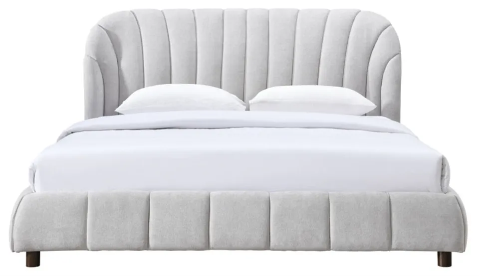 Tillie Channel Tufted Bed - Walnut / Light Grey