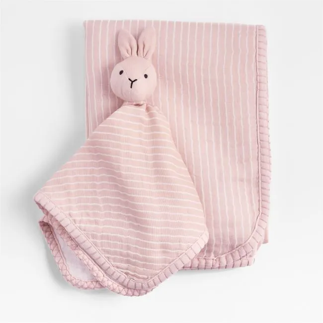 Bunny Lovey and Baby Stroller Blanket Gift Set