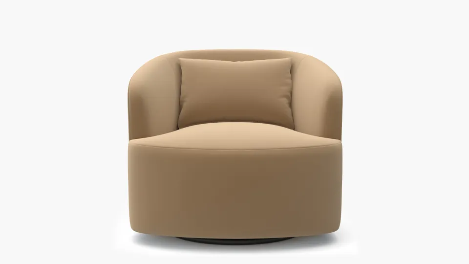 Deco Swivel Chair, Camel Performance Plush Velvet